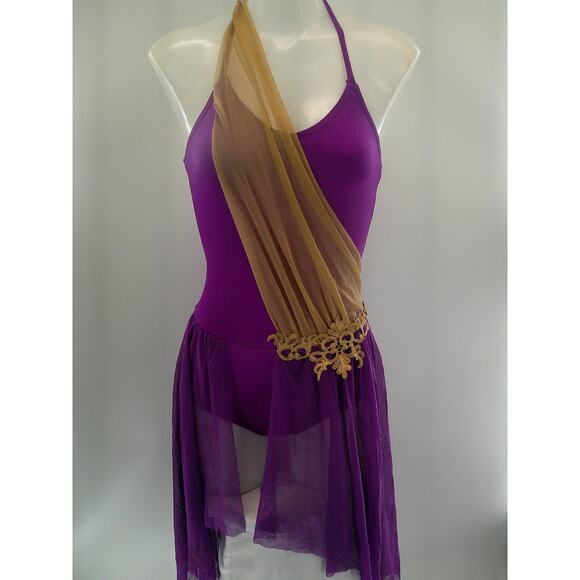 Dance Costume Lyrical Small Adult Purple Kelle Dress Flowy Contemporary Ballet - Picture 1 of 8